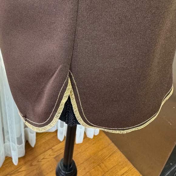 Vintage 80s jacket, chocolate brown blazer, yellow decorative stitches, 6 (S/M) - Picture 5 of 10